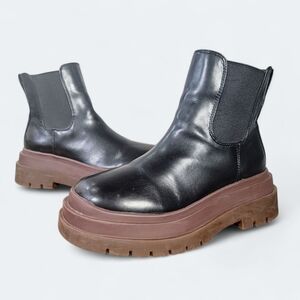 Urban Outfitters Y2K Black Platform Ankle Boots Size 8 Lug Sole Punk Grunge